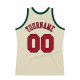 Men's Custom Cream Red-Hunter Green Authentic Throwback Basketball Jersey