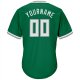 Men's Custom Kelly Green White-Gray Authentic Throwback Rib-Knit Baseball Jersey Shirt